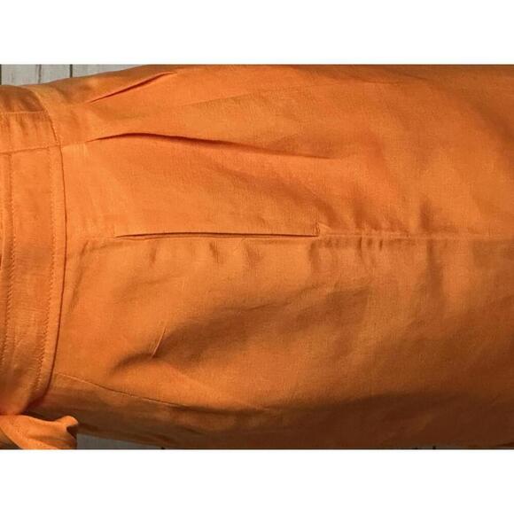 Ann Taylor office siren orange linen-blend paperbag pencil skirt Size 8P - Picture 4 of 10